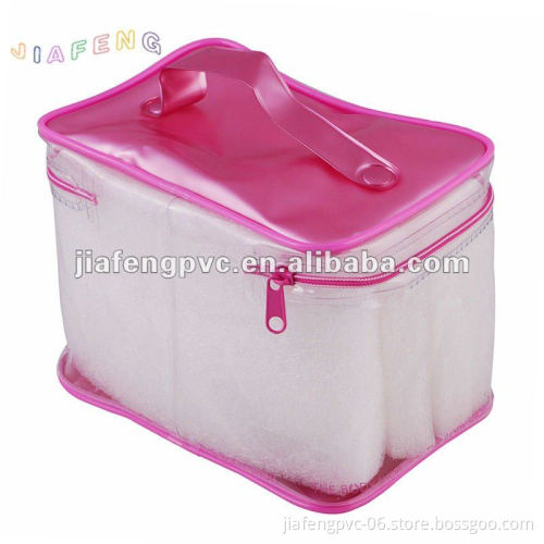 Top Handle and Zip Lid Clear Toiletry PVC Bag in Square Shape